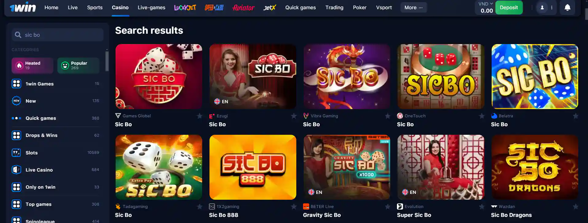 1win Tài Xỉu demo